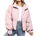 thumbnail image 2 of Juebong Women Winter Down Puffer Coat Wind Resistant Insulated Warm Jackets Trendy Fashion Zip Up Bubble Quilted Jacket Outerwear Pink,L, 2 of 8