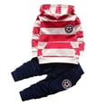 thumbnail image 1 of URMAGIC Toddler Baby Boy Girl Long Sleeve Stripe Hoodie Tops Pants 2PCS Casual Outfit Set, 1 of 7