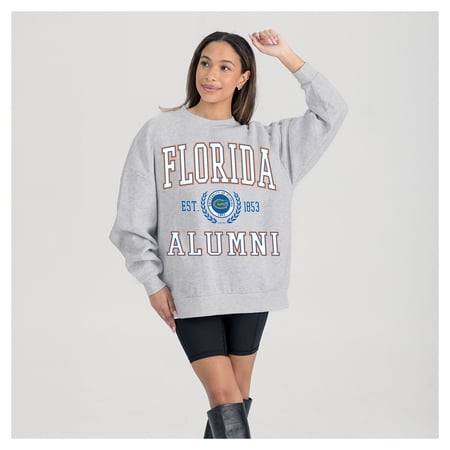Women's Gameday Couture Ash Florida Gators Degree Unlocked Oversized Premium Fleece Sweatshirt