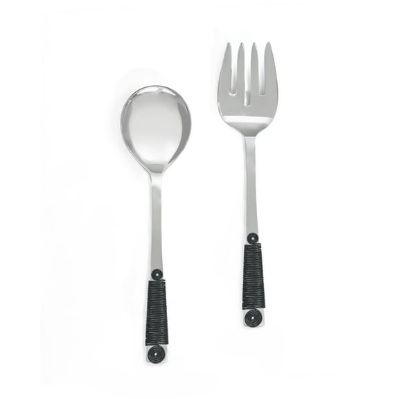 Yo Treasure Tiramisu Wire Wrapped Stainless Steel Black Salad Server Set