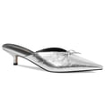 thumbnail image 2 of RONILURN Kitten Heels for Women Heeled Mules Stiletto Pumps Bow Closed Toe Pointed Toe Low Heel Slip on Fashion Metallic Backless Prom Party Dressy, 2 of 8