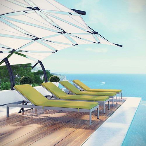 Shore Outdoor Patio Aluminum Chaise With Cushions Set Color Silver Peridot Number Of Items Set Of 4 Walmart Com Walmart Com