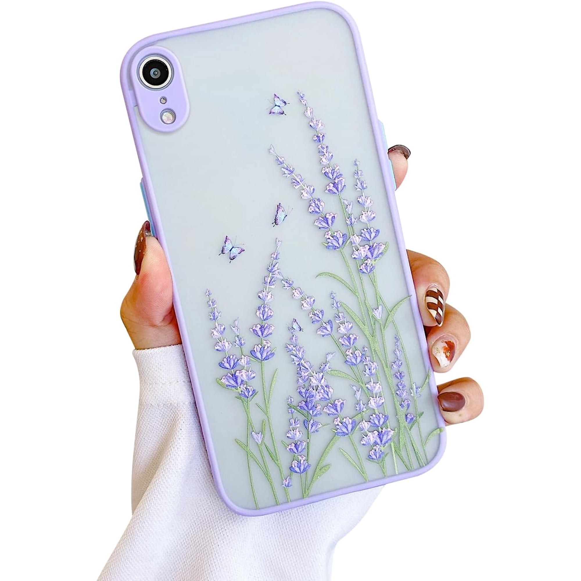 Compatible for iPhone XR Case for Clear Frosted PC Back 3D Floral Cute Butterfly Flowers Girls Woman and Soft TPU Bumper Silicone Slim Shockproof Case for iPhone XR 6.1''-Butterfly