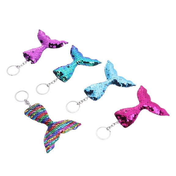BESTYASH 5-Pack Mermaid Keychains with Double-Sided Sequins, Assorted Colors, Creative Key