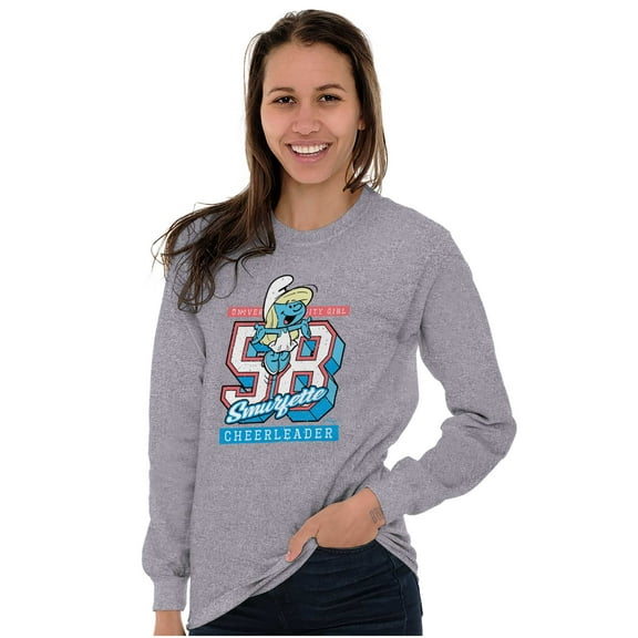 Vintage Varsity Cheerleader Smurfette Women's Long Sleeve T Shirt Brisco Brands S