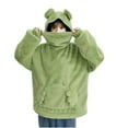 thumbnail image 3 of qolati Fuzzy Hoodie Women Zipper Hooded Sweatshirts Cute Bear Ears Long Sleeve Fluffy Fleece Hoodies Winter Warm Going Out Pullover Homewear Green XXL, 3 of 8