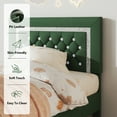 thumbnail image 2 of 4 EVER WINNER Twin Bed Frame, Upholstered Platform Bed Frame with Headboard and Footboard, Twin Size Bed Frame, Diamond Headboard and Footboard Design, Green, 2 of 7