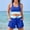 Blue, variant on FDGIU Women's 2-Piece Color Block Swim Set, Racerback Crop Tankini Top with Drawstring Swim Shorts, Modest Bathing Suit for Beach Pool