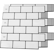 Backsplash Tile for Kitchen Peel and Stick, 20-Sheet Stick on Subway Tiles for Kitchem, Bathroom Back Splashes, 12"x12", Warm White with Black Grout