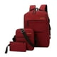 thumbnail image 3 of Mochila de negocios de gran capacidad para hombre, de color sólido, impermeable y con puerto de carga USB. rojo, 3 of 9
