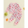 thumbnail image 4 of Suealasg Toddler Baby Girls 2Pcs Halloween Clothes Long Sleeve Crew Neck Floral Ghost Print Tops Pants 6M 1T 2T 3T Infant Fall Halloween Outfit, 4 of 8