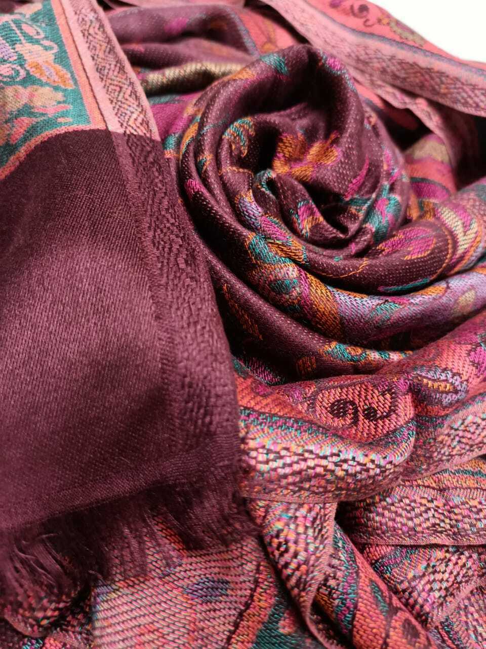 Red Pashmina Shawl Pure Kashmiri Paisley Floral Pure Pashmina Soft