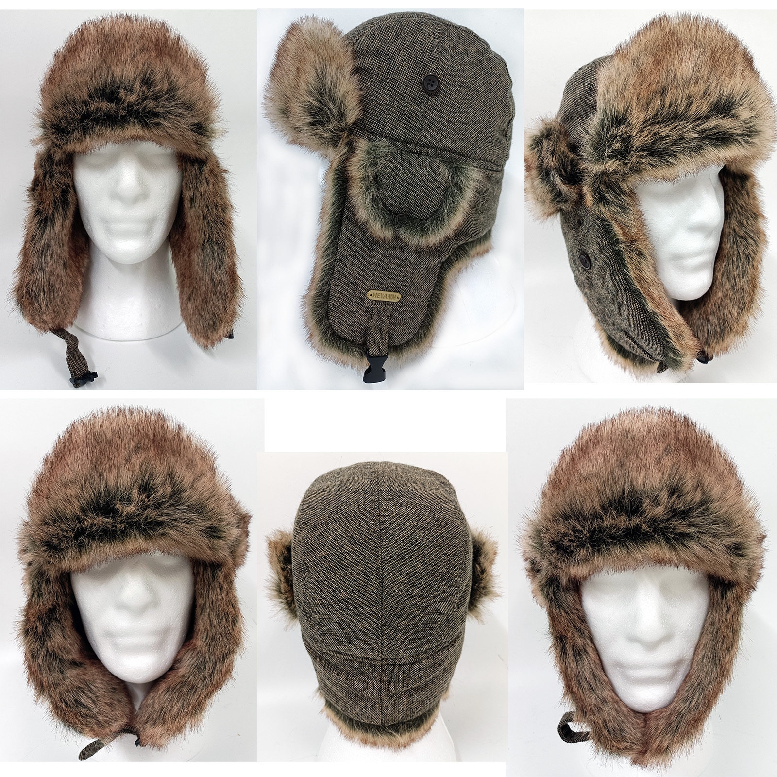 HEYANN Winter Trapper hat,Russian Ushanka Plaid Faux Fur Fuzzy for Men Women with Ear Flaps Eskimo Soviet Pilot Hat