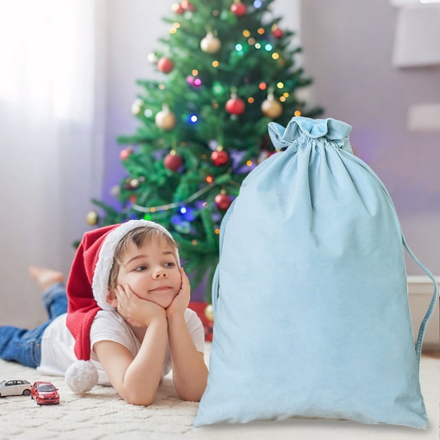 Cloth Drawstring Bag 1Pcs Christmas Ornament Storage Bag Cloth Material with Drawstring Closure Large Holiday Gift Wrapping and Decorative Organizer,Light Blue,70x50cm JASKFLY