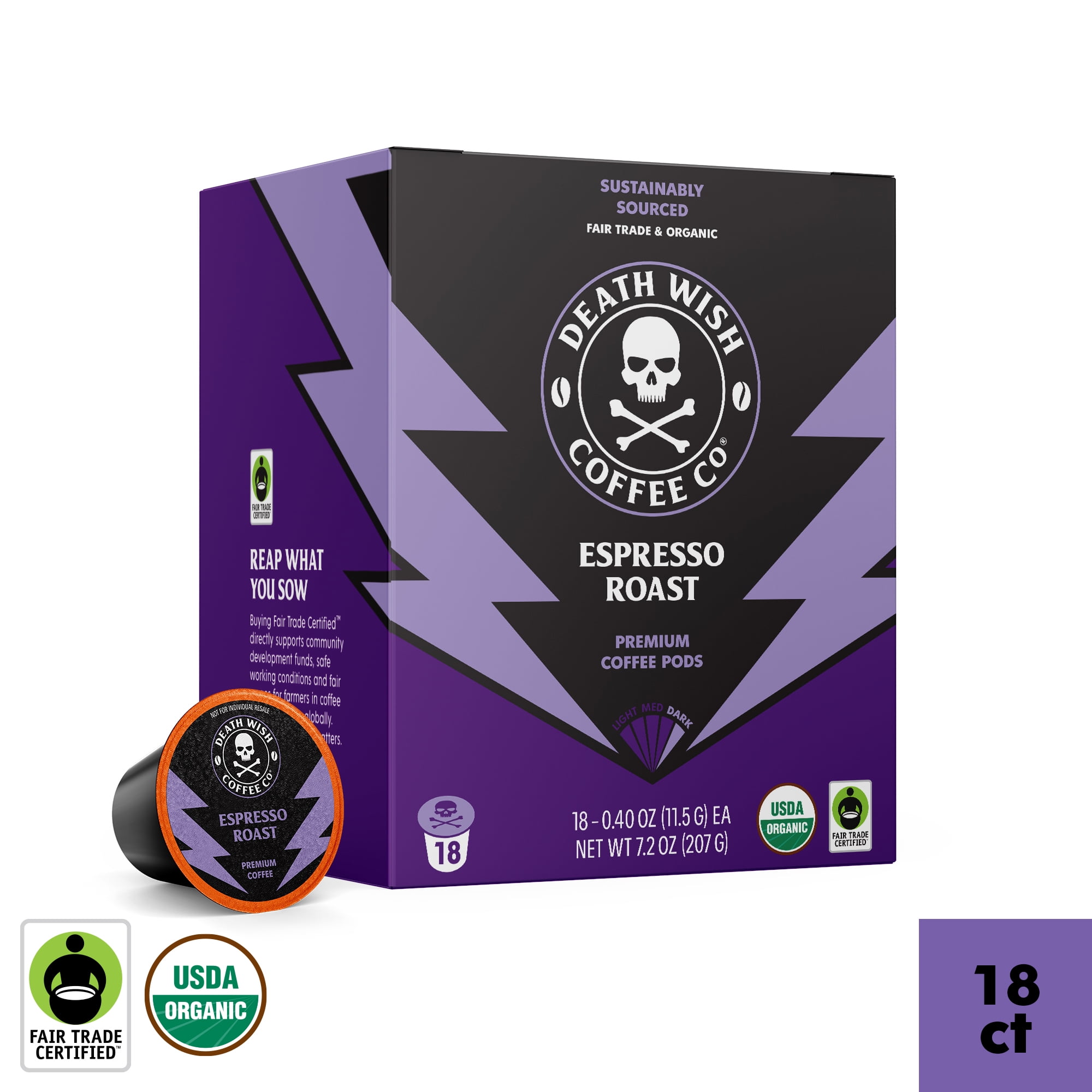 death wish cigarettes Death Wish Coffee Organic and Fair Trade Espresso Roast Single-Serve Coffee Pods 18ct/7.2oz
