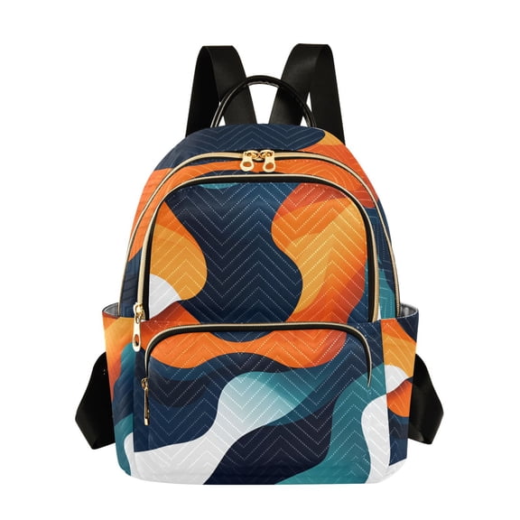 FORMRS Mini Backpack Purse for Women Travel Daypack Casual Shoulder Bag, Green Abstract Wavy