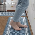 thumbnail image 4 of 2 Piece Set Vintage Kitchen Mats for Floor Floral Block Anti Fatigue Kitchen Rugs Heritage Farmhouse Cushioned Kitchen Runners for Standing Waterproof & Non-Skid Comfort, Terracotta, 4 of 6