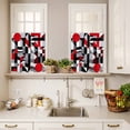 thumbnail image 3 of Abstract Seamless Stitching Curtain Valances Set Red Black Striped Design Kitchen Curtains 36&nbsp;inch Length Rod Pocket Valance and Tiers 3 Piece Set Small Bedroom Bathroom Laundry Decor, 3 of 9
