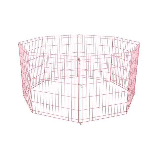 Dog Exercise Playpen, 8 Panel, Pink, 36"H