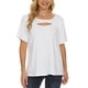 thumbnail image 4 of Top de manga corta para mujer Moda Casual Cuello redondo Escote hueco Color sólido Camisa de manga corta Blanco S, 4 of 7
