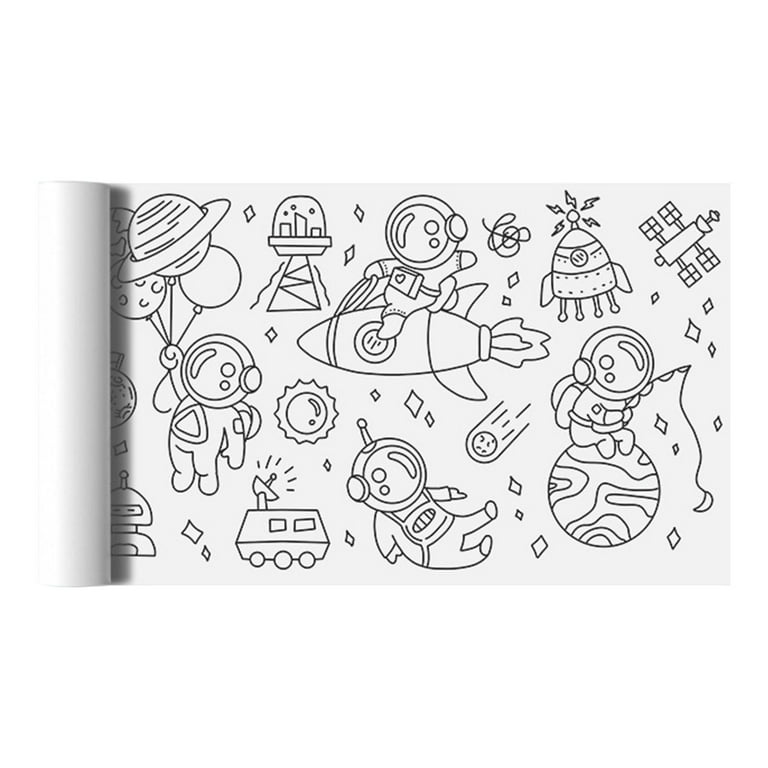 Kids Coloring Paper Roll 30cmX300cm Perfect Travel Activity Astronaut Planet, Other