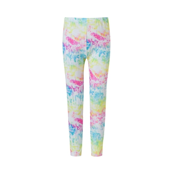 POIUYTR Girls Printed Leggings Casual Yoga Pants Soft Stretchy Tie-Dye Leggings Comfortable Kids Girls Ankle Length Athletic Leggings