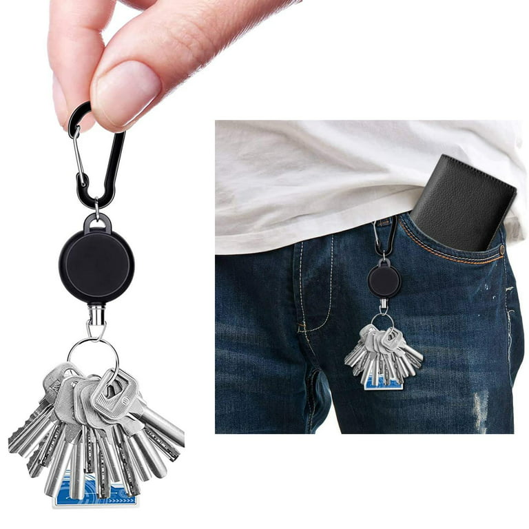 5pccs Retractable Key Chain Heavy Duty Key Reel Keychain Extendable Key 