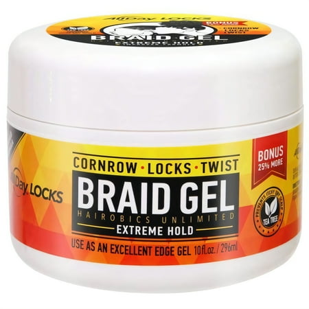 All Day Locks Braid Gel Bonus Size, for Cornrow, Loc's, Twist, Extreme Hold
