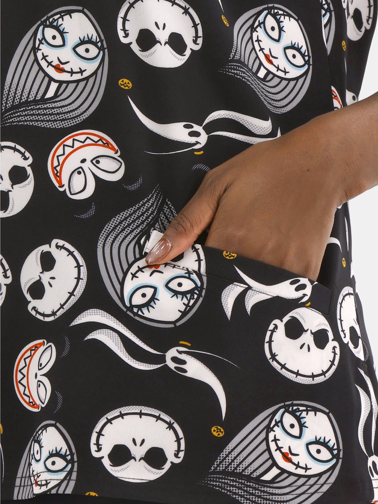 Nightmare Before Christmas Women's Graphic Scrub Top, Sizes S-3XL