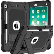 BMOUO Case for iPad 6th 5th Generation (9.7 inch, 2018/2017), Shockproof Protective iPad 9.7 Case with Built-in Stand/Pencil Holder for iPad 6th/5th Gen, Air 2,Black