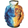 thumbnail image 2 of WHNBCW Funny Wolf Printed Hoodie Animal Graphic Sweatshirt, 2 of 8