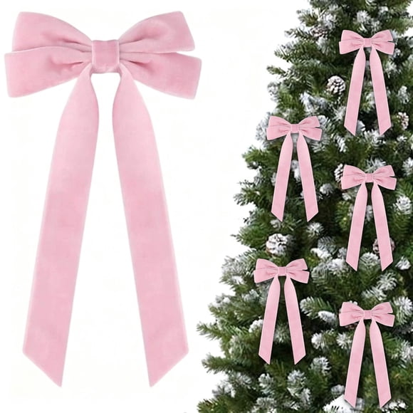 16 lazos navideños de terciopelo para envolver regalos y decorar árboles y coronas | Lazos artesanales de 19,5 x 10 cm para fiestas, bodas y decoración del hogar