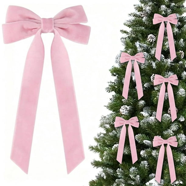 16 lazos navideños de terciopelo para envolver regalos y decorar árboles y coronas | Lazos artesanales de 19,5 x 10 cm para fiestas, bodas y decoración del hogar