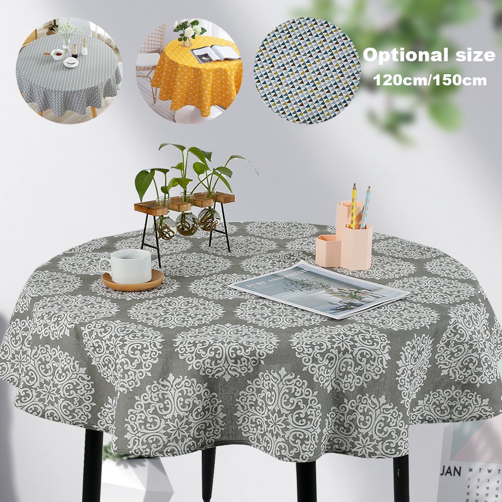 Willstar Round Tablecloth Simple Nordic Style Cotton Linen Fabric