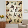 thumbnail image 2 of Western Cowboys Sheer Curtains 45 Inches Long, Brown Vintage Country Cactus Light Filering Curtains, Breathable Simi Curtain Privacy Drapes for Kitchen Bathroom Lightweight Small Window Treatment, 2 of 9