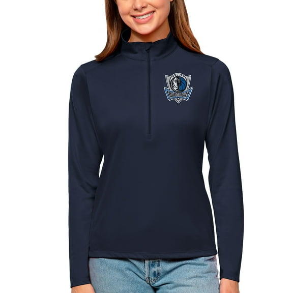 Women's Antigua Navy Dallas Mavericks Tribute Half-Zip Top