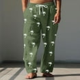 thumbnail image 1 of Pantalones largos para hombre, cintura elástica, transpirables, cómodos, suaves, informales, de playa, de poliéster., 1 of 5