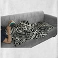 thumbnail image 6 of Abstract Soft Flannel Fleece Throw Blanket, Ink Brush Style Argyle Concentric Squares and Stain-look Pile of Spots, Cozy Plush for Indoor and Outdoor Use, 50" x 70", Pale Eggshell Black, by Ambesonne, 6 of 6