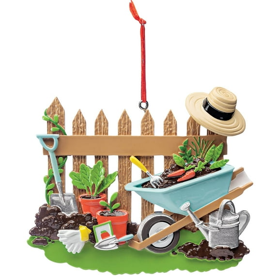 Gardener Ornament, 100% Resin, 3D Detail -  Measures 3 1/4" x 4"