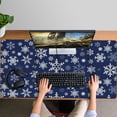 thumbnail image 4 of Long Mouse Pads for Desk,Dark Blue Christmas Snowflake Pattern Desk Mats on Top Of Desks, Desk Mouse Pad Extra Large with 3mm Non-Slip Base and Stitched Edge for Gaming,Office,Work,Home 47.3x23.6in, 4 of 5