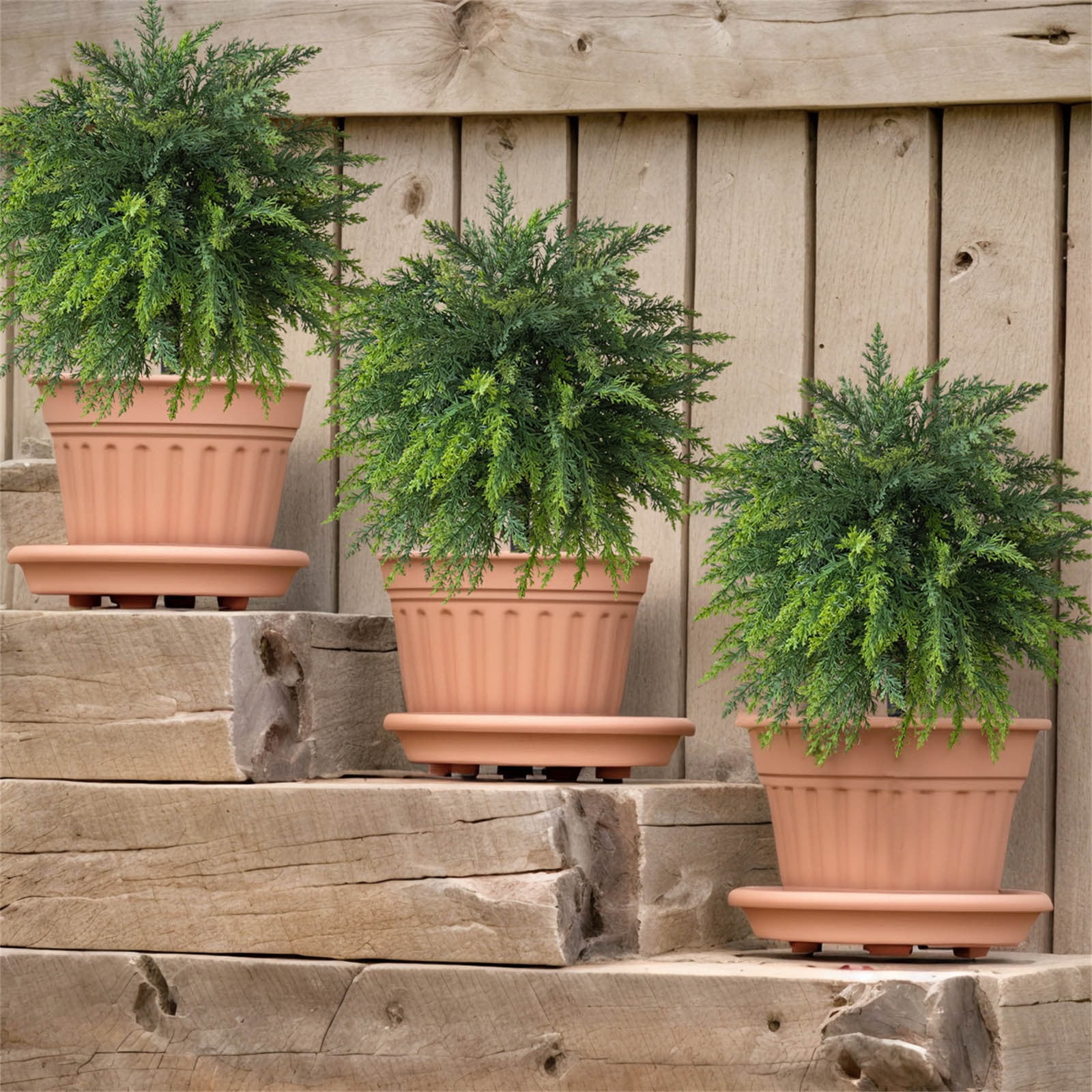 Outdoor Faux Plants, Artificial Flowers for Outdoors, Pine Needle Simulated Plants Garden Stake DIY Decoration Home Decoration Courtyard Bonsai Bundle Fake Bushes Fake Outdoor Plants (Green-53cm)