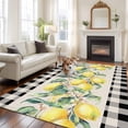 thumbnail image 2 of Yellow Lemons Area Rugs 5'x8', Washable Small Throw Rugs for Classroom Bedroom, Summer Botanical Black White Plaid Rustic Indoor Outdoor Rug Non-Slip Low Pile Carpet Runner Reversible Floor Mats, 2 of 8