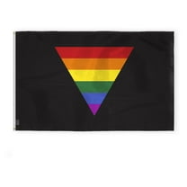 AGAS Large Black Rainbow Triangle Flag 6x10 Ft - Printed 200D Nylon - Brass Grommets Stitched Edges - Rainbow Triangle Pride Banner for Indoor/Outdoor