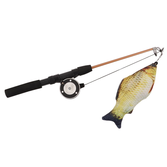 Interactive Fishing Rod, Adjustable Easy To Grasp Retractable Cat Teaser Wand Manually ABS+Cotton Skid Resistance With Simulation Fish For Cats Carp + Fishing Rod,Salmon + Fishing