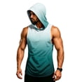 thumbnail image 6 of Gradient Muscle Shirt For Men, Sleeveless Pullover Hoodie Vest with Kangaroo Pocket - Quick Dry Bodybuilding Stringer for Summer Gym & Outdoor Training Green S, 6 of 7