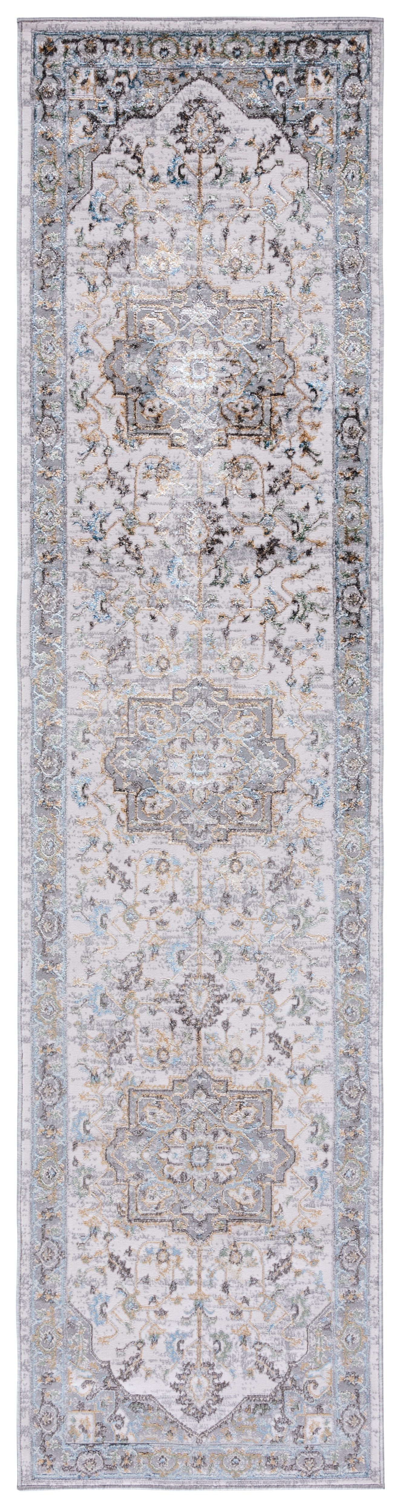 SAFAVIEH Bel Air Merlin Oriental Polyester Runner Rug, Gray/Light Gray, 2'3" x 11'