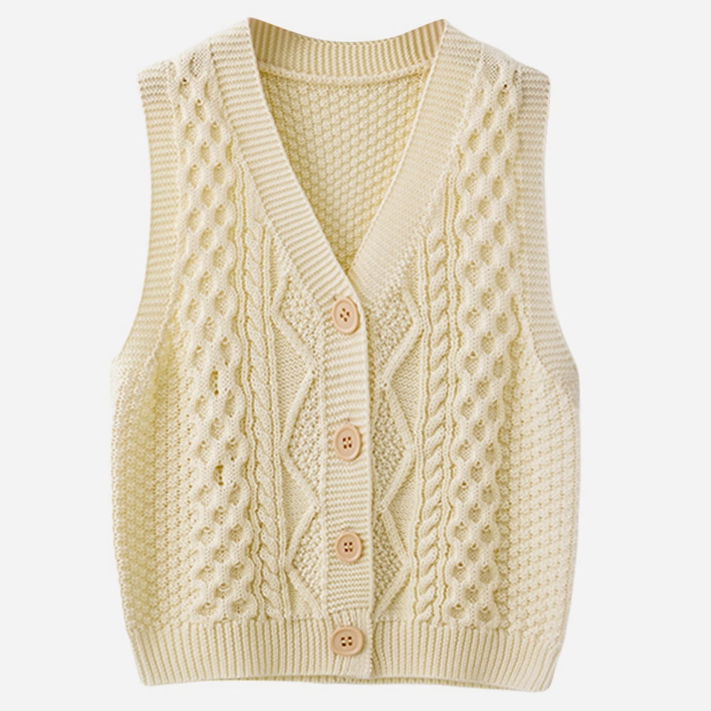 Toddler Baby Girl Boy Knit Vest Sleeveless Kimono Collar Sweater Cotton Waistcoat Fall Tops 3M-3Y 