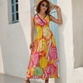 thumbnail image 5 of Pastel Rainbow Lollipop Dress Summer Street Style Bohemia Long Dresses Female Sleeveless Printed Maxi Dress, 5 of 9