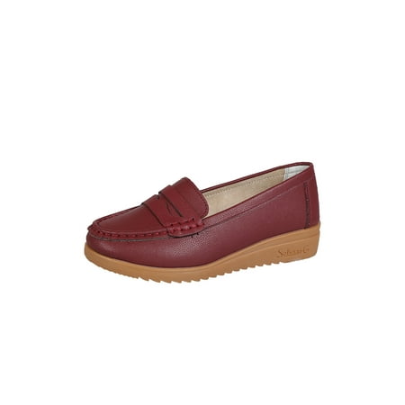 

Ritualay Women Flats Wedge Loafers Driving Boat Shoes Breathable Lightweight Nurse Shoe Womens Ladies Slip-ons Moccasin Wine Red 5