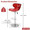 thumbnail image 2 of CL.HPAHKL Swivel Bar Stools Set of 2, Adjustable Counter Height Bar Stools Counter Stools, Modern PU Leather Barstools for Kitchen Island Counter Bar Kitchen Dining Room, Red, 2 of 7